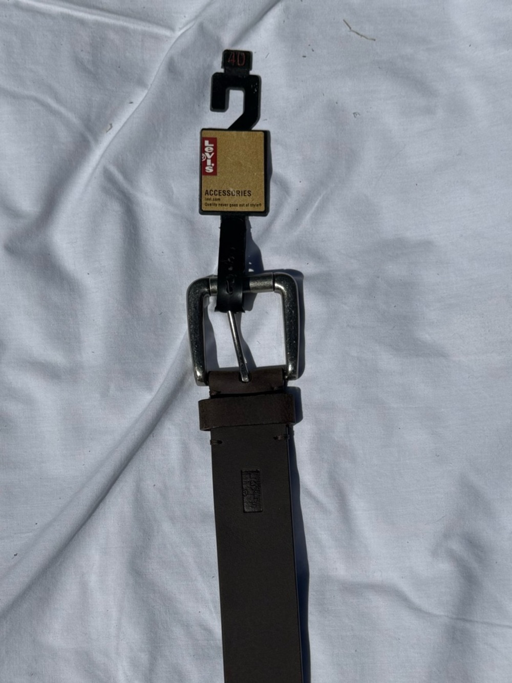 Levi's Men's Dark Brown Leather Belt with Silver Buckle